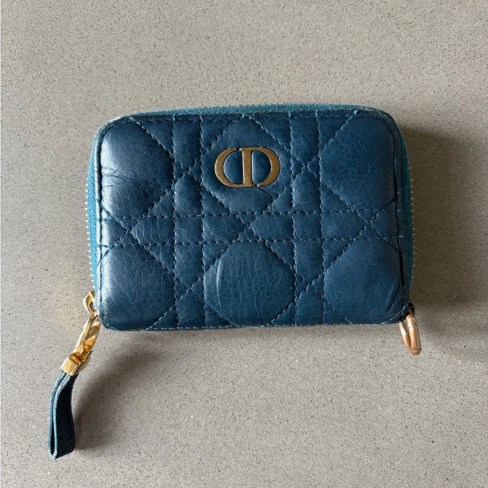 Dior Teal Quilted Leather Wallet
